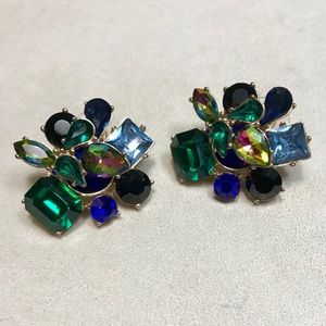 Large Jewel-Tone Cluster Studs